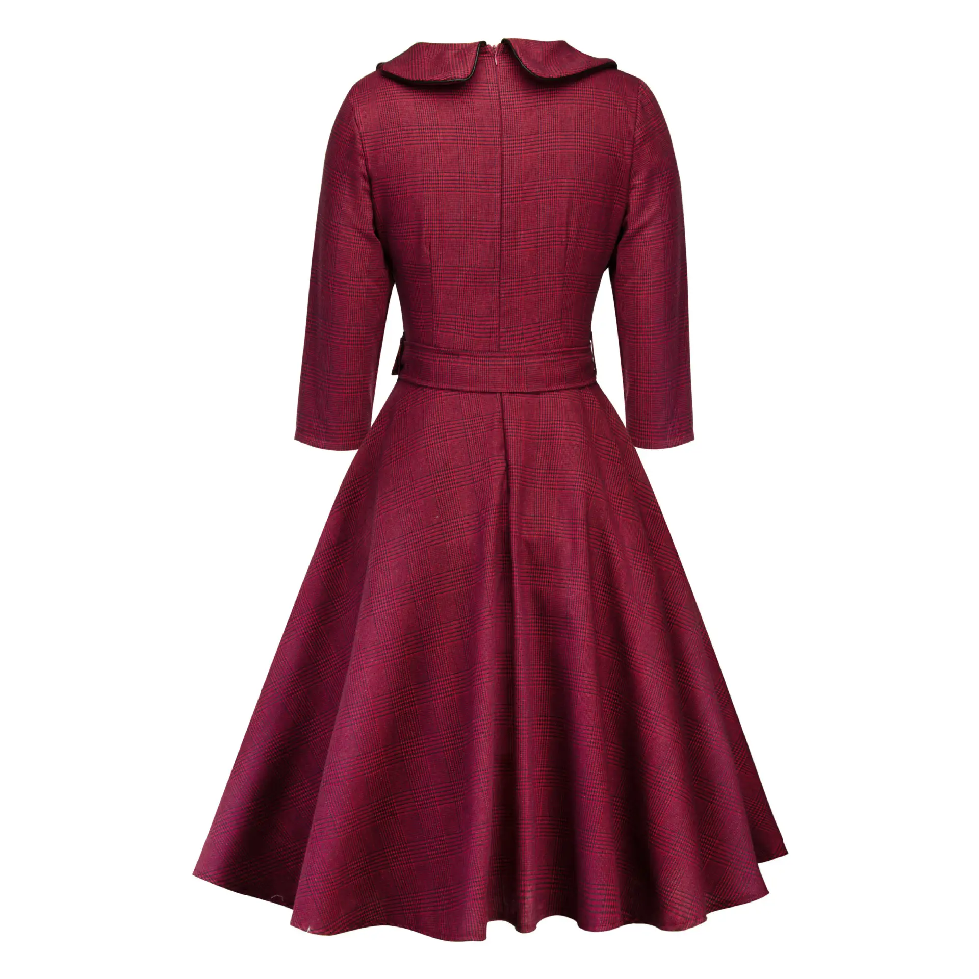 Maroon A-Line Skirt Doll Collar Dress - Image 6