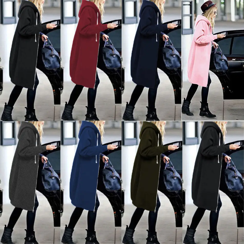 Women Winter Hooded Hoodie Navy Blue Long Sleeve — feature 10