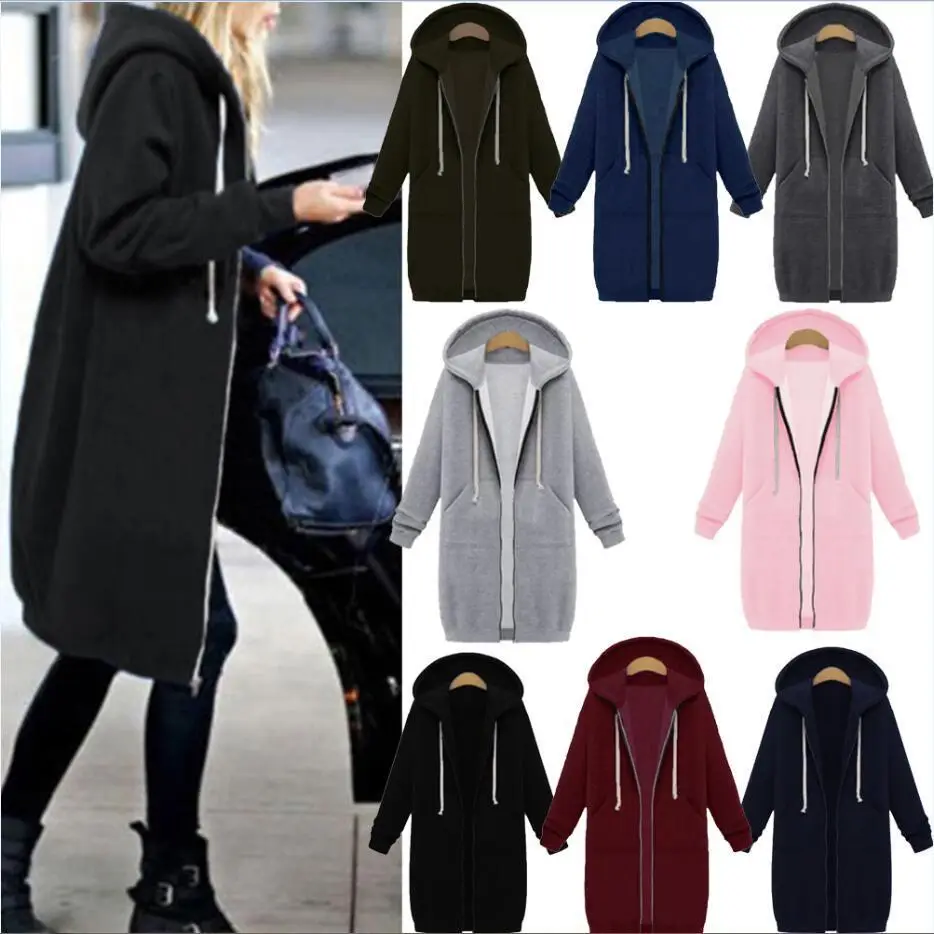 Women Winter Hooded Hoodie Navy Blue Long Sleeve — feature 2