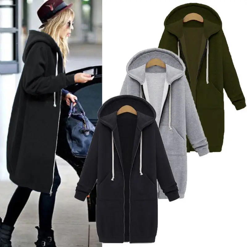 Women Winter Hooded Hoodie Navy Blue Long Sleeve — feature 3