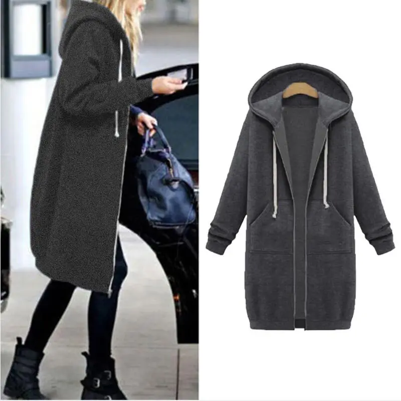 Women Winter Hooded Hoodie Navy Blue Long Sleeve — feature 5