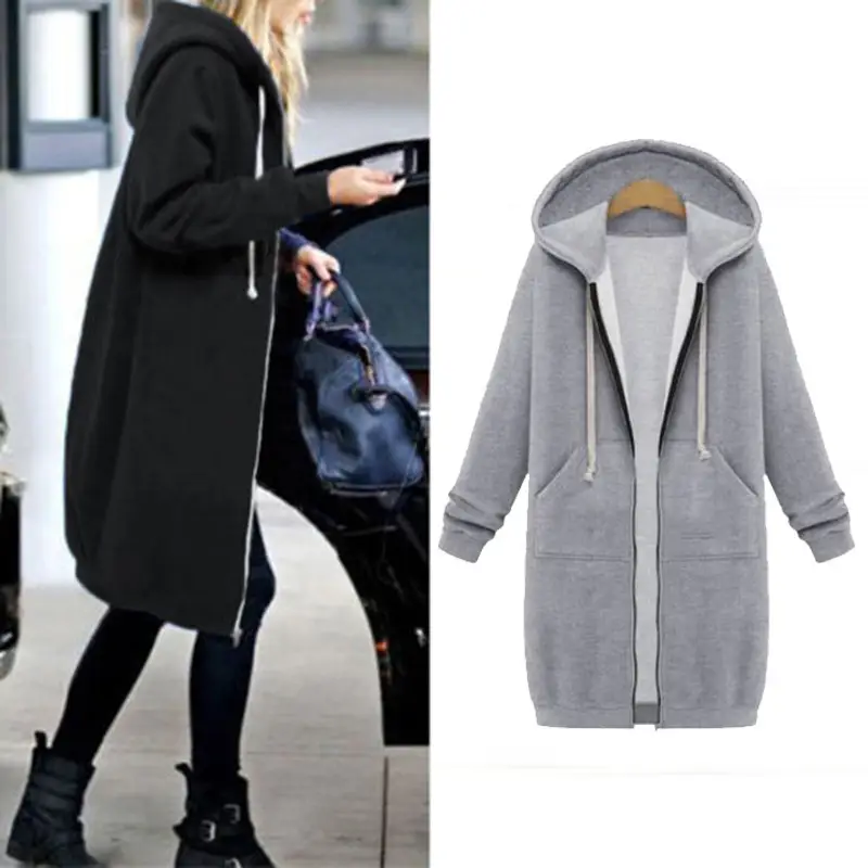 Women Winter Hooded Hoodie Navy Blue Long Sleeve — feature 7