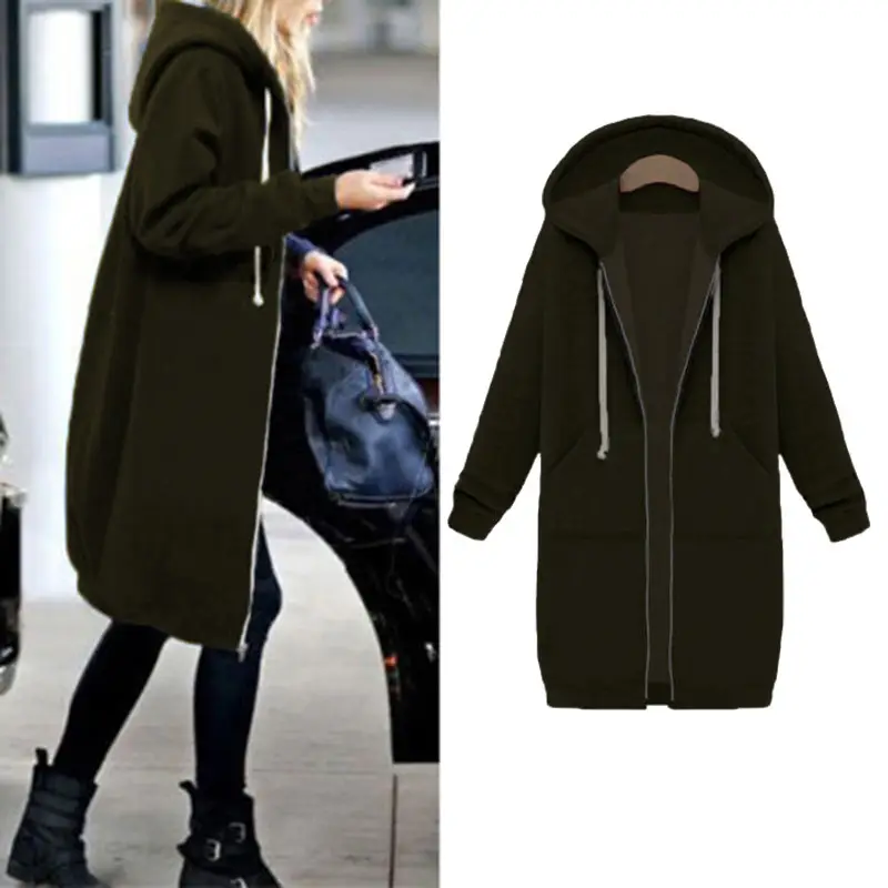 Women Winter Hooded Hoodie Navy Blue Long Sleeve — feature 9