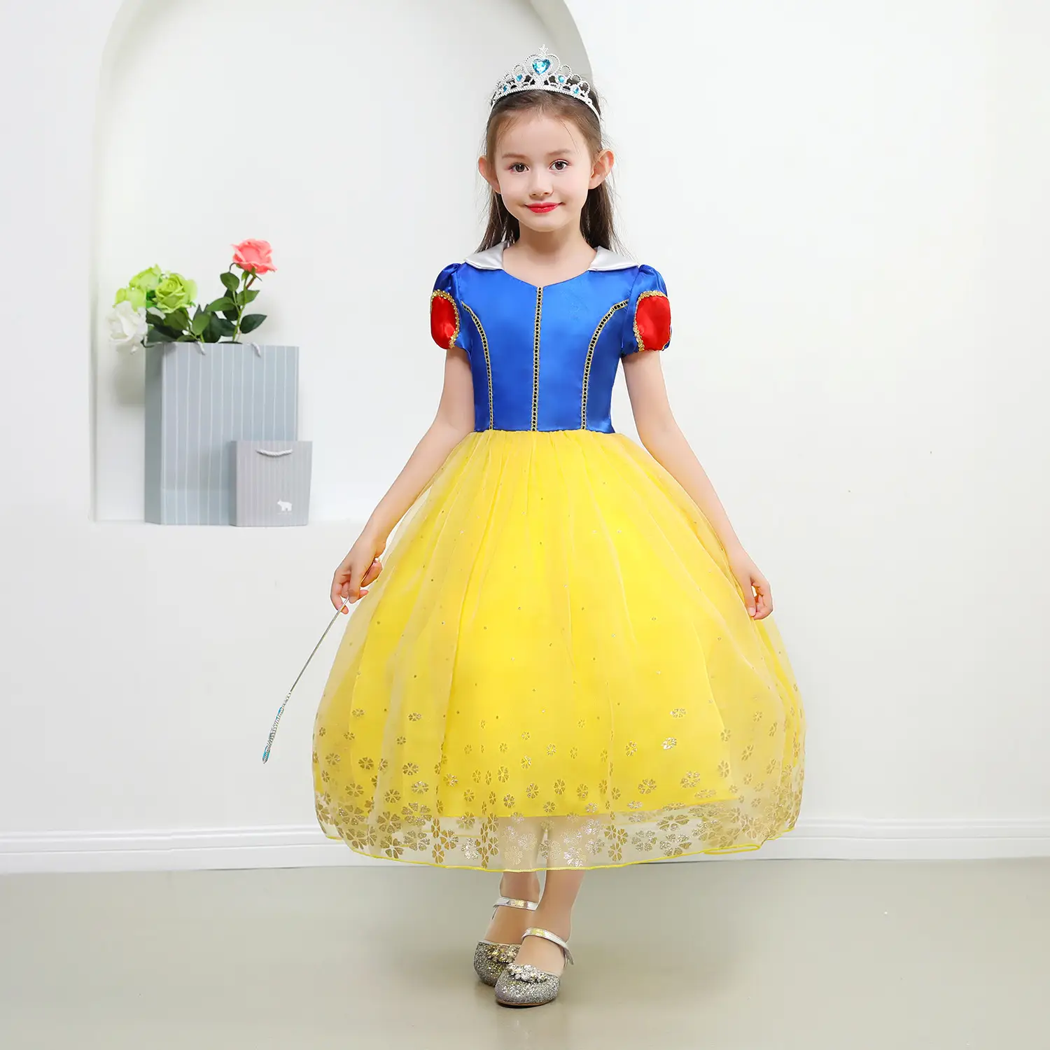 Snow White Snowman Dress with Red Shawl Tutu for Girls - Image 4