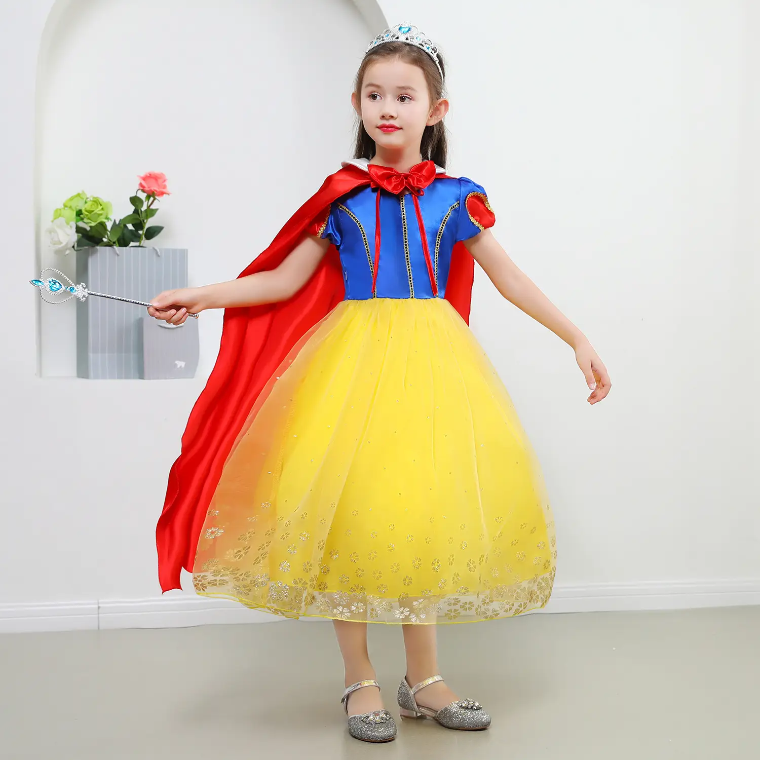 Snow White Snowman Dress with Red Shawl Tutu for Girls — feature 2