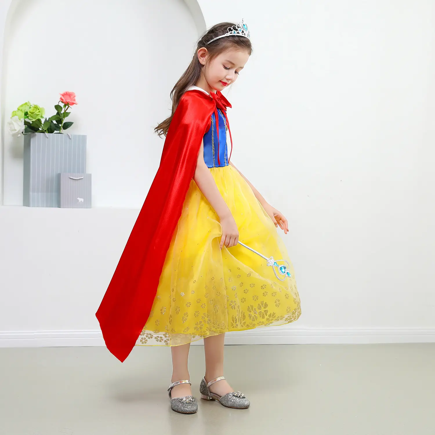 Snow White Snowman Dress with Red Shawl Tutu for Girls — feature 4
