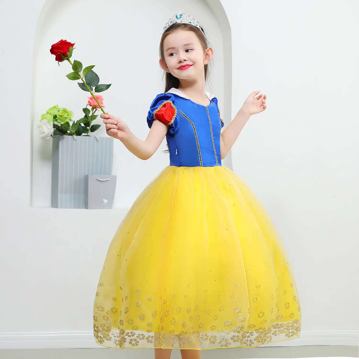Snow White Snowman Dress with Red Shawl Tutu for Girls — feature 6