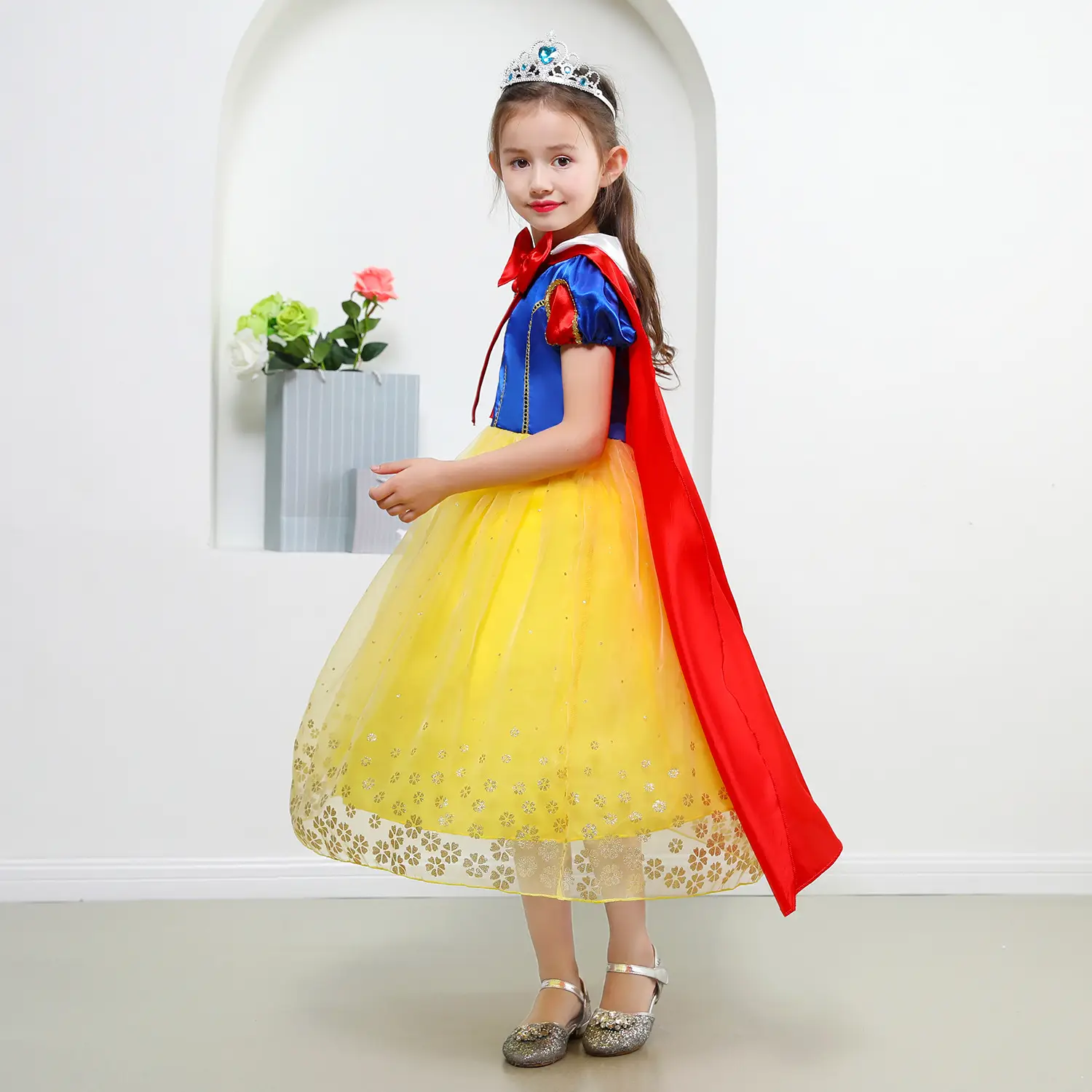 Snow White Snowman Dress with Red Shawl Tutu for Girls — feature 7