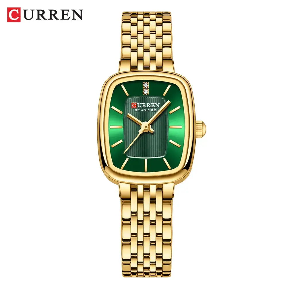 Women's Gold Green Dial Waterproof Quartz Watch - Image 7