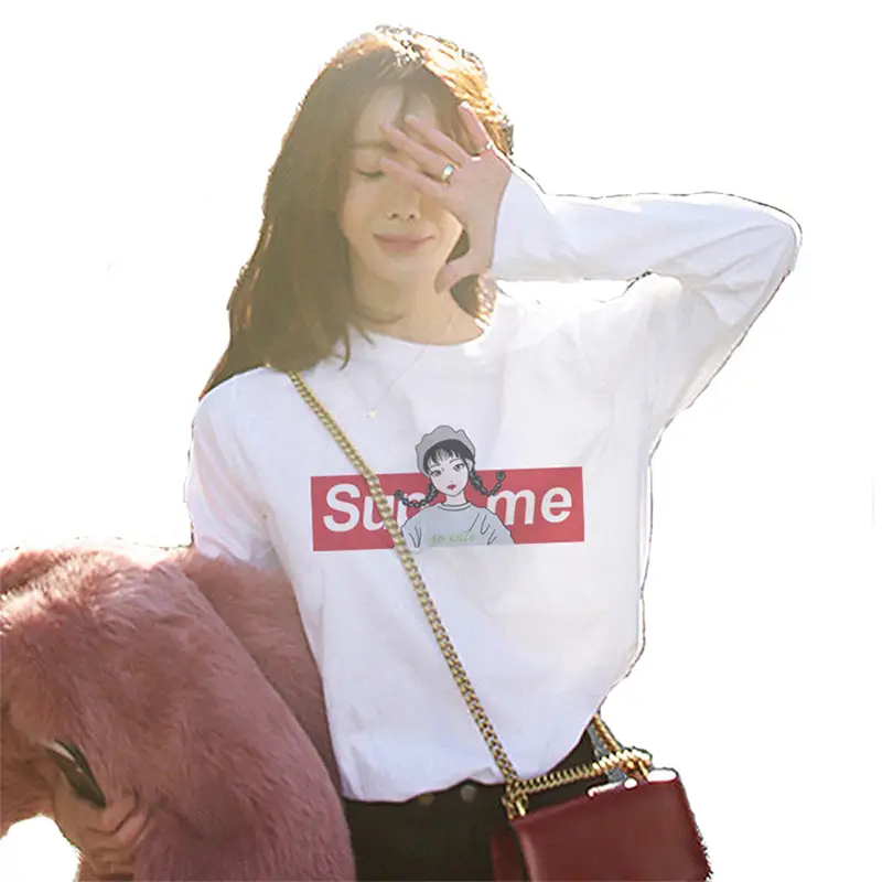 One Piece Long Sleeve T-Shirt Women White Anime Print - Image 11