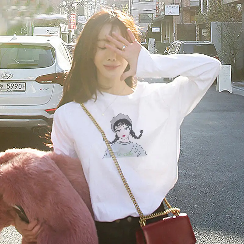 One Piece Long Sleeve T-Shirt Women White Anime Print - Image 5