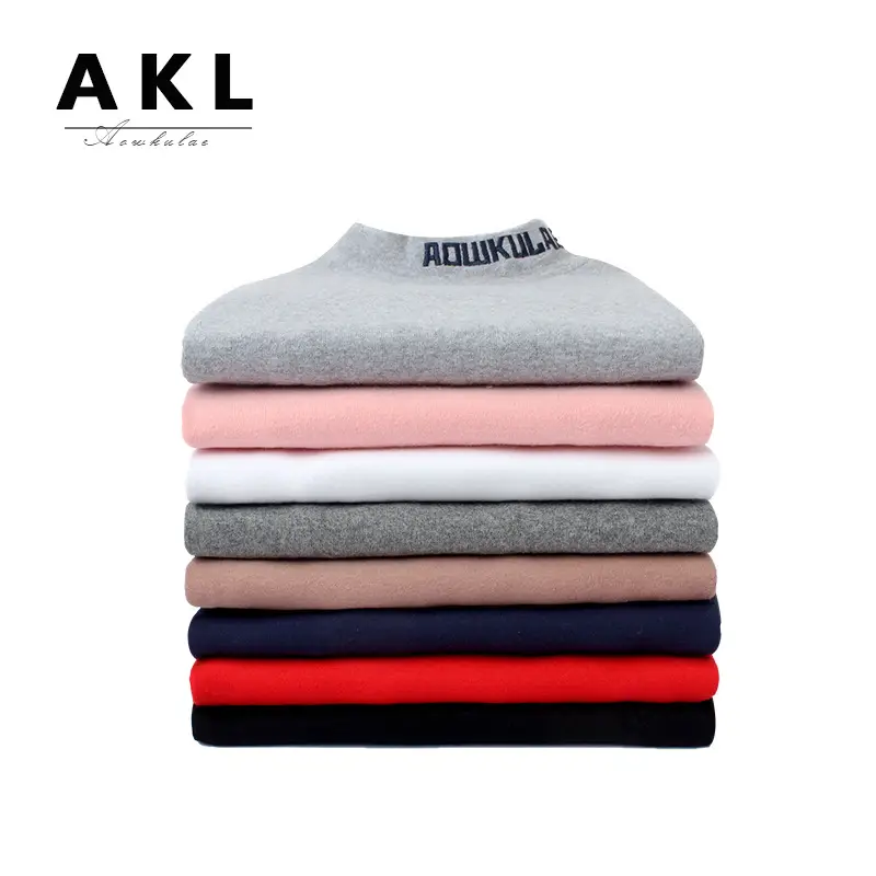 Kids Korean Print Cotton T-Shirt High Collar Long Sleeve - Image 5