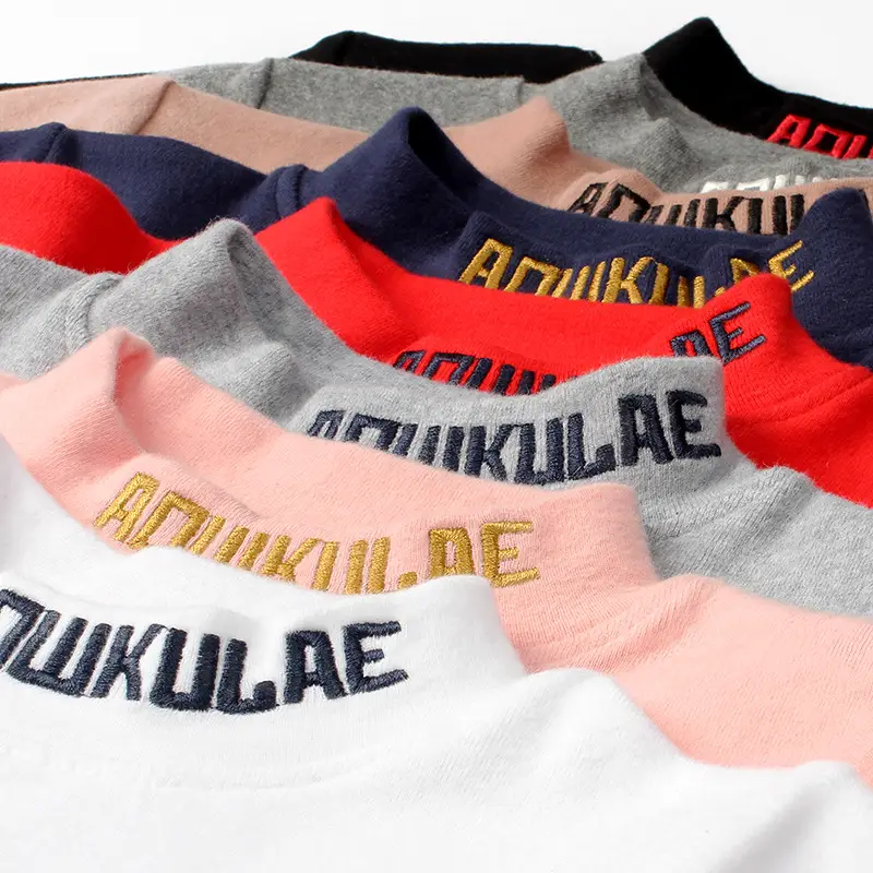 Kids Korean Print Cotton T-Shirt High Collar Long Sleeve - Image 7