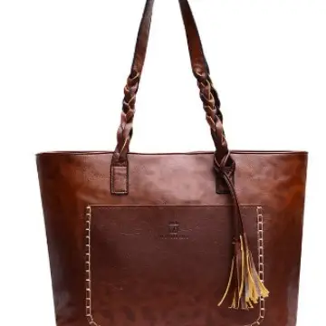 Women's Tassel Shoulder Bag Brown Leather Large Capacity - Image 8