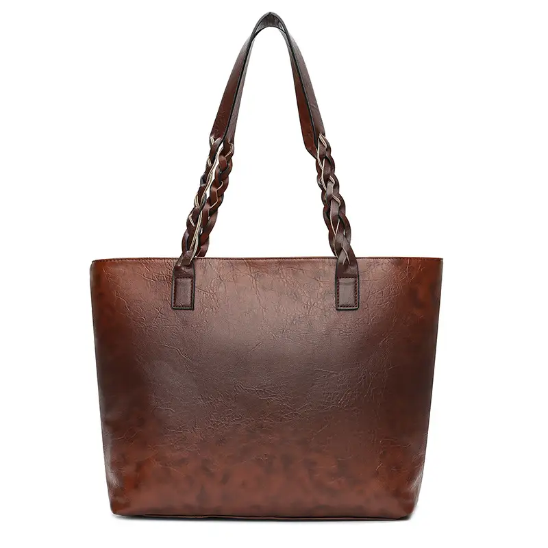 Women's Tassel Shoulder Bag Brown Leather Large Capacity - Image 9
