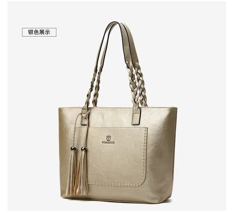 Women's Tassel Shoulder Bag Brown Leather Large Capacity — feature 11
