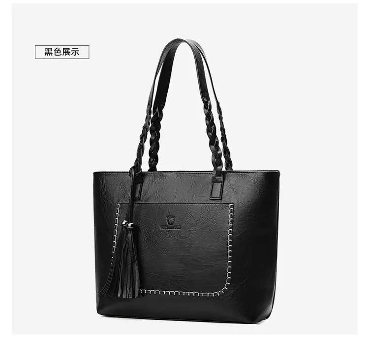 Women's Tassel Shoulder Bag Brown Leather Large Capacity — feature 12