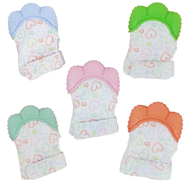 Pink Cartoon Baby Silicone Molar Gloves for Anti-Biting
