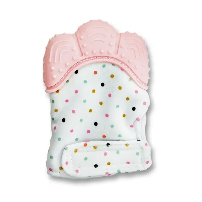 Pink Cartoon Baby Silicone Molar Gloves for Anti-Biting