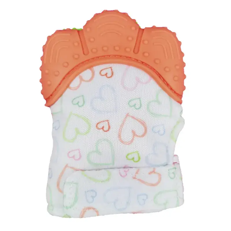 Pink Cartoon Baby Silicone Molar Gloves for Anti-Biting