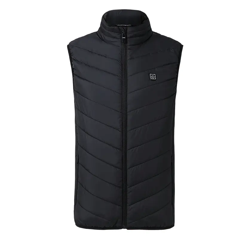 Men's Black Collar Puffer Vest Double Control Warm Charging - Image 5