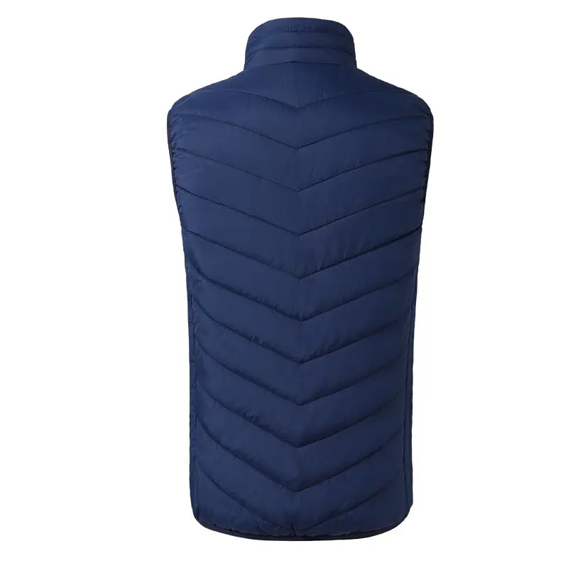 Men's Black Collar Puffer Vest Double Control Warm Charging - Image 7