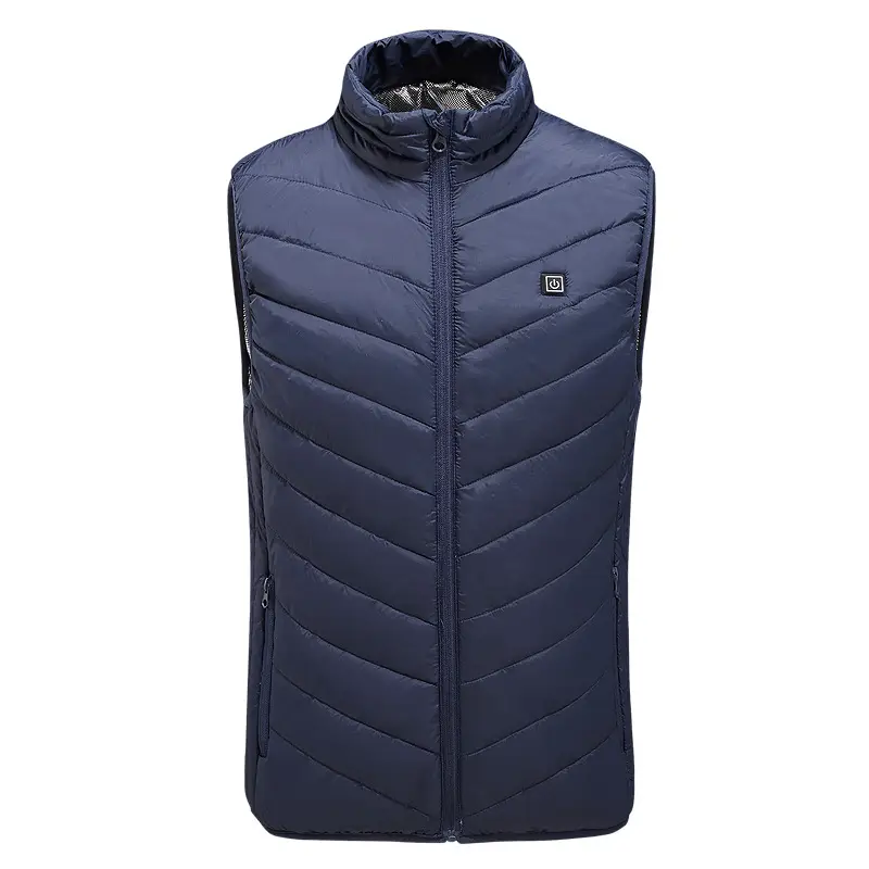 Men's Black Collar Puffer Vest Double Control Warm Charging - Image 2