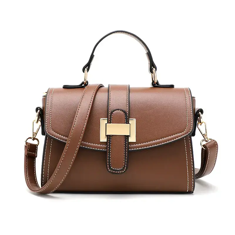 Women's Red Leather Crossbody Bag with Gold Clasp - Image 9