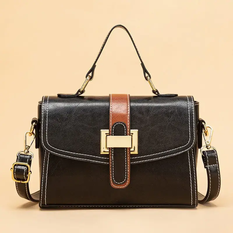 Women's Red Leather Crossbody Bag with Gold Clasp - Image 4