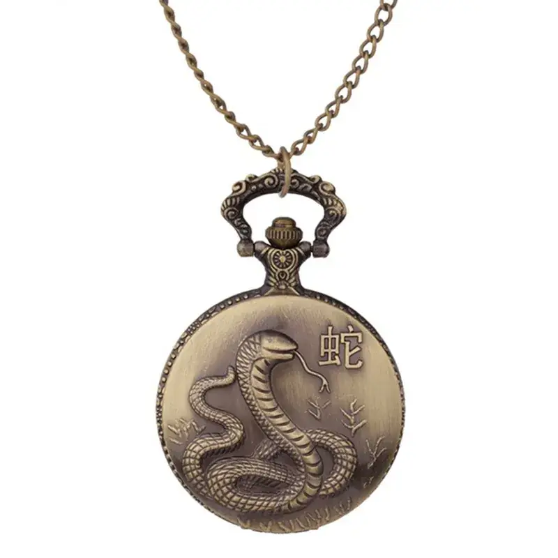 Twelve Zodiac Embossed Bronze Pocket Watch Necklace - Image 6