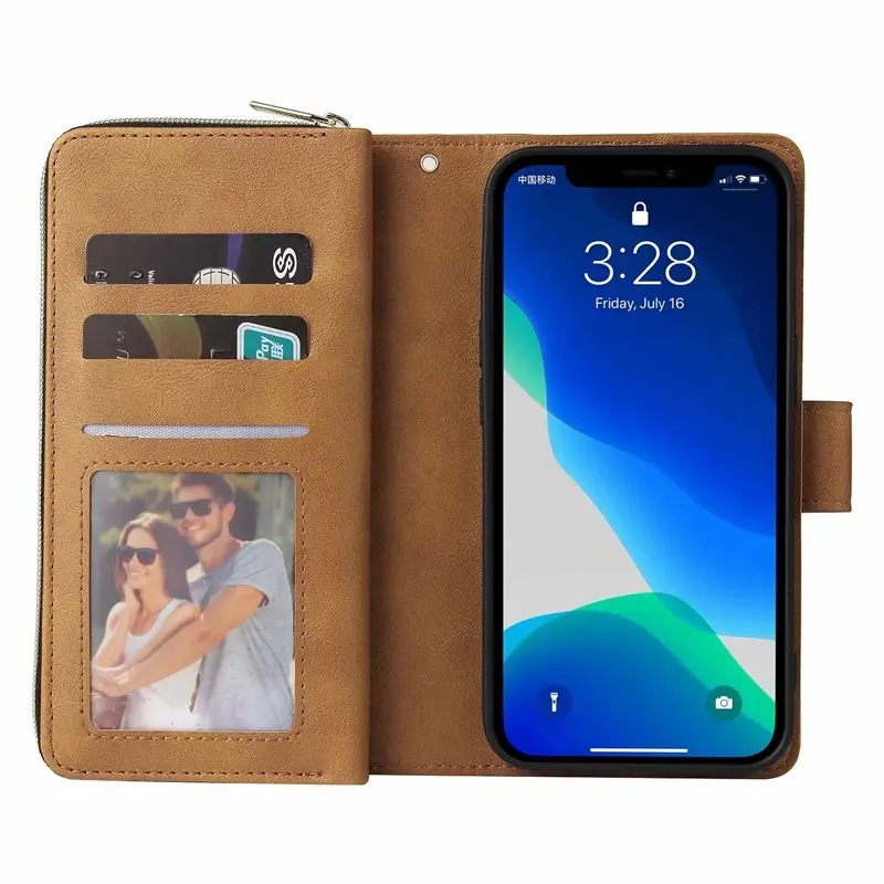 Apple 16 Ultra-Thin Mobile Phone Case with 9 Cards Zipper - Image 7