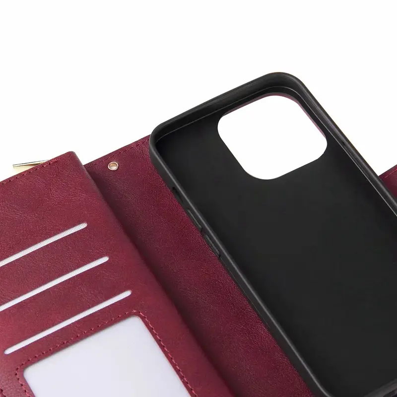 Apple 16 Ultra-Thin Mobile Phone Case with 9 Cards Zipper - Image 10
