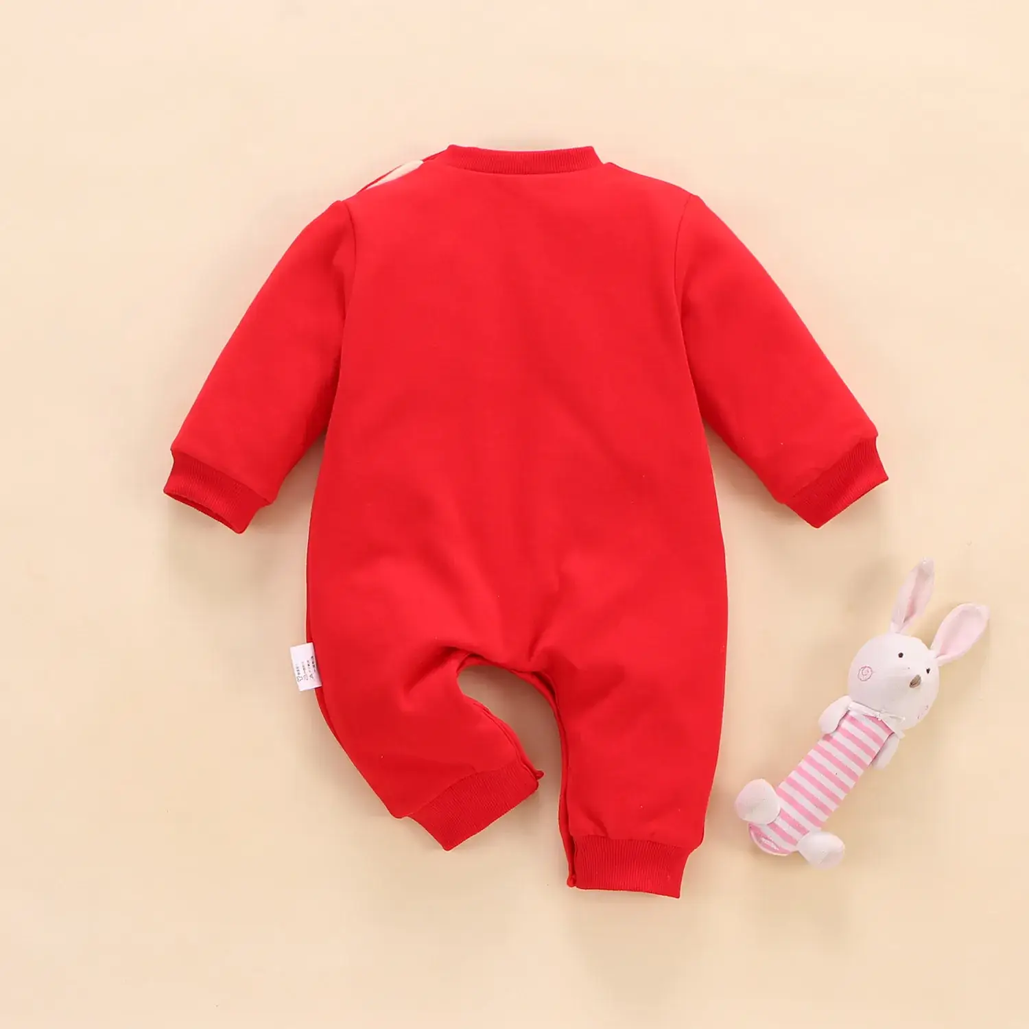 Baby Red Velvet Winter Suit with "I'm Merit" Print - Image 4