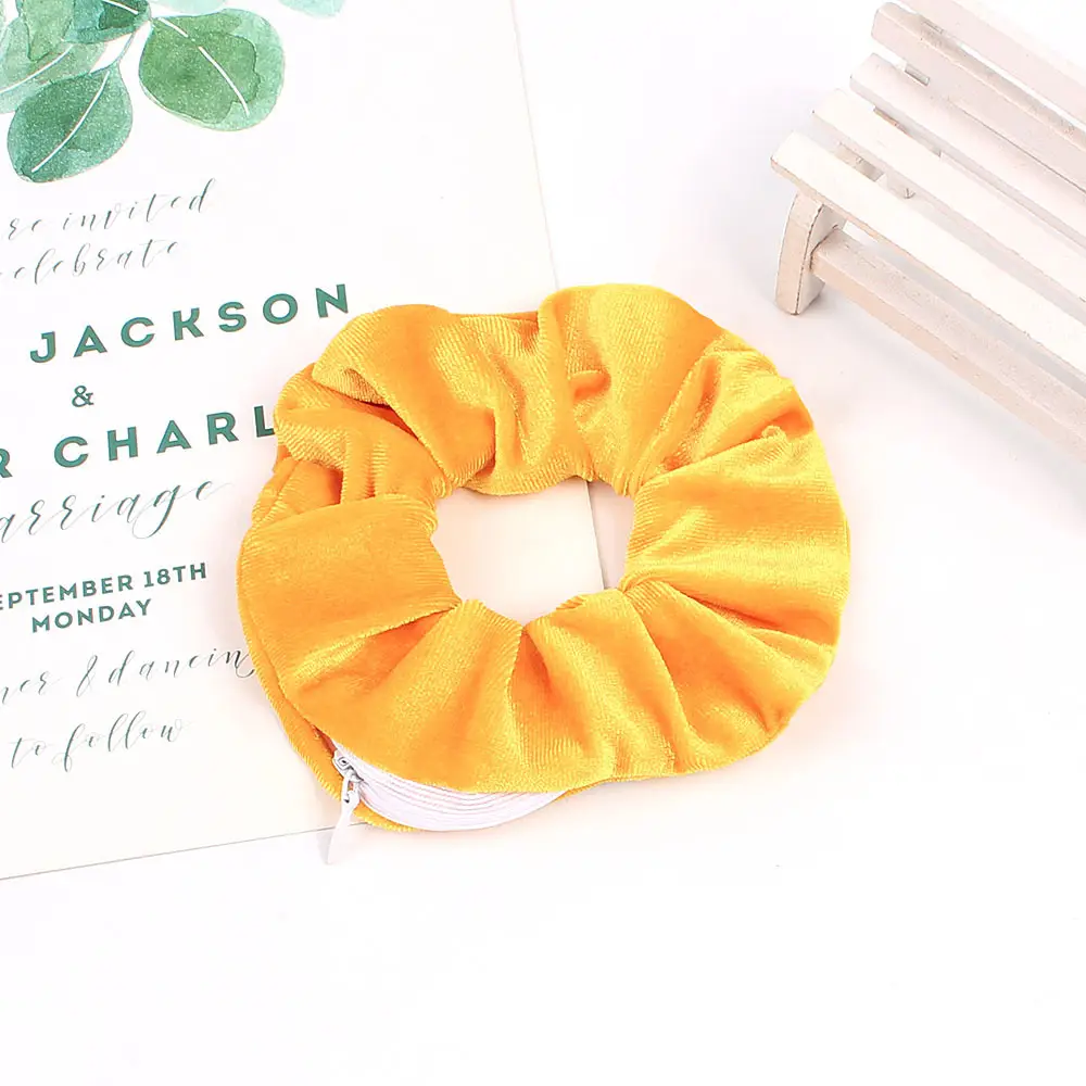 Velvet Hair Ring Green Zipper Large Wholesale