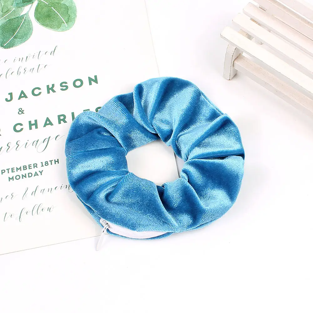 Velvet Hair Ring Green Zipper Large Wholesale