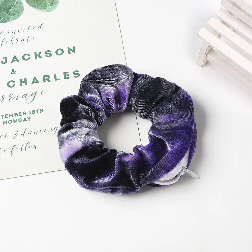 Velvet Hair Ring Green Zipper Large Wholesale