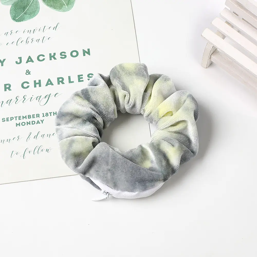 Velvet Hair Ring Green Zipper Large Wholesale
