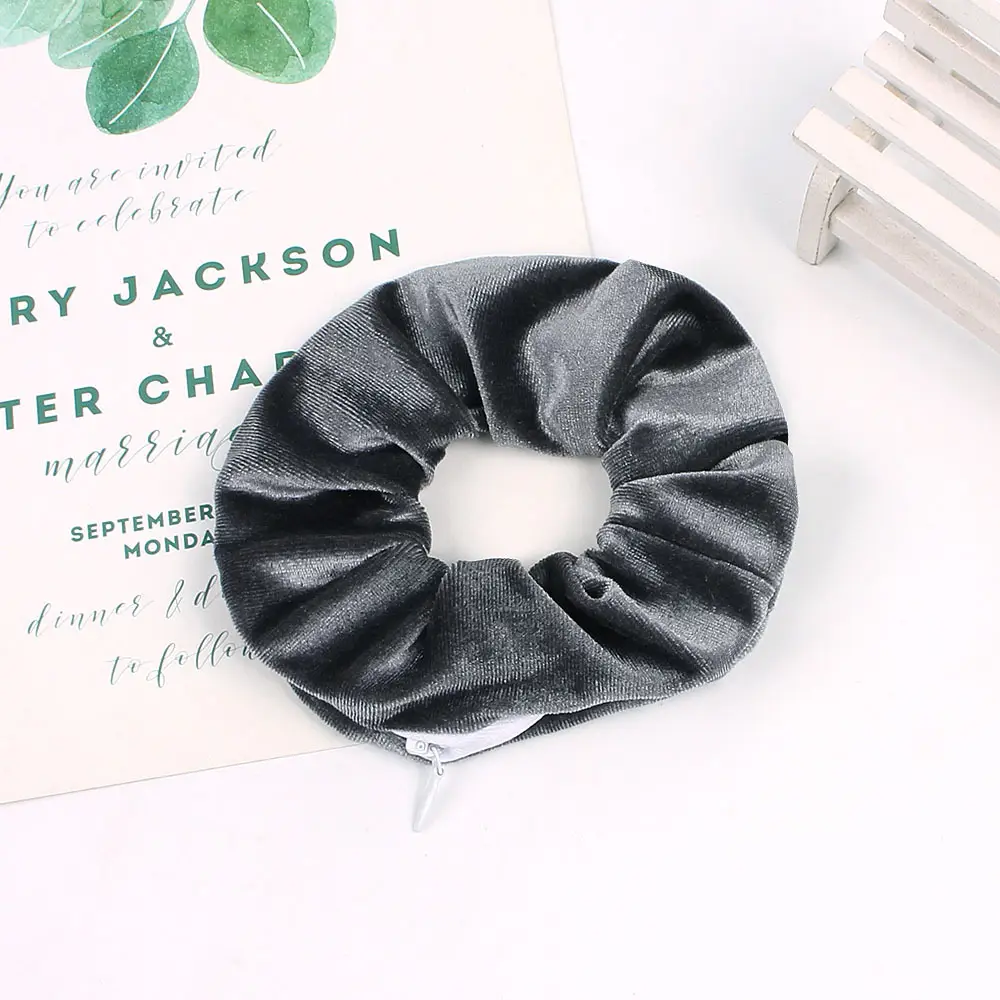 Velvet Hair Ring Green Zipper Large Wholesale
