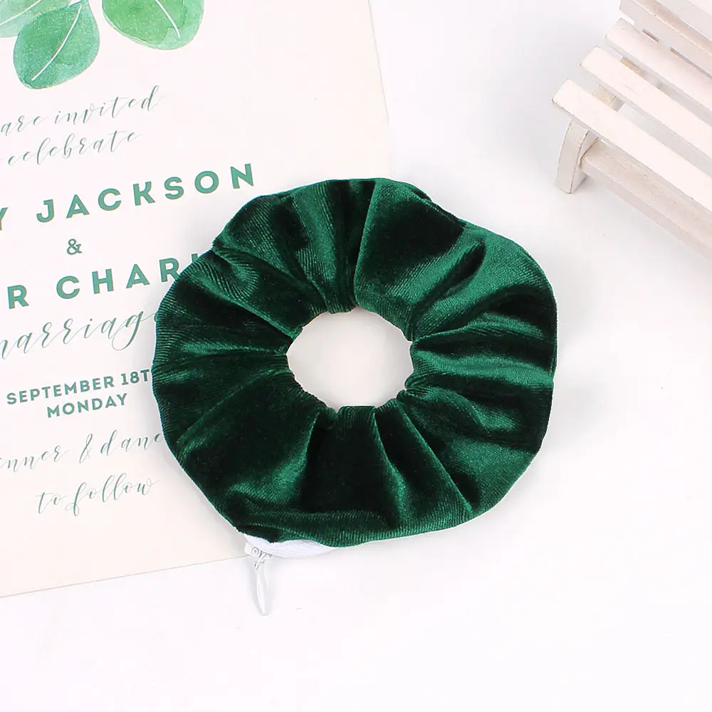 Velvet Hair Ring Green Zipper Large Wholesale