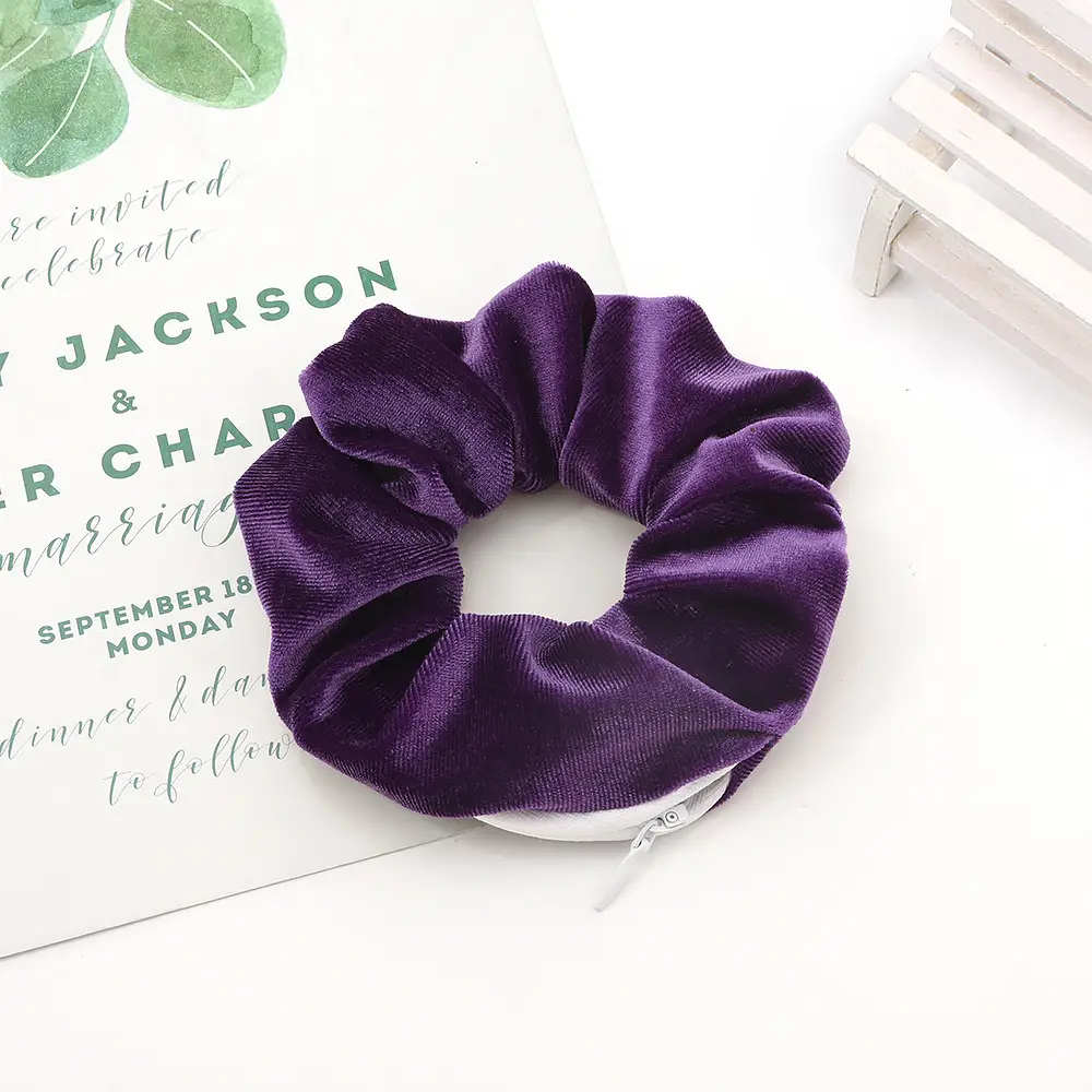 Velvet Hair Ring Green Zipper Large Wholesale