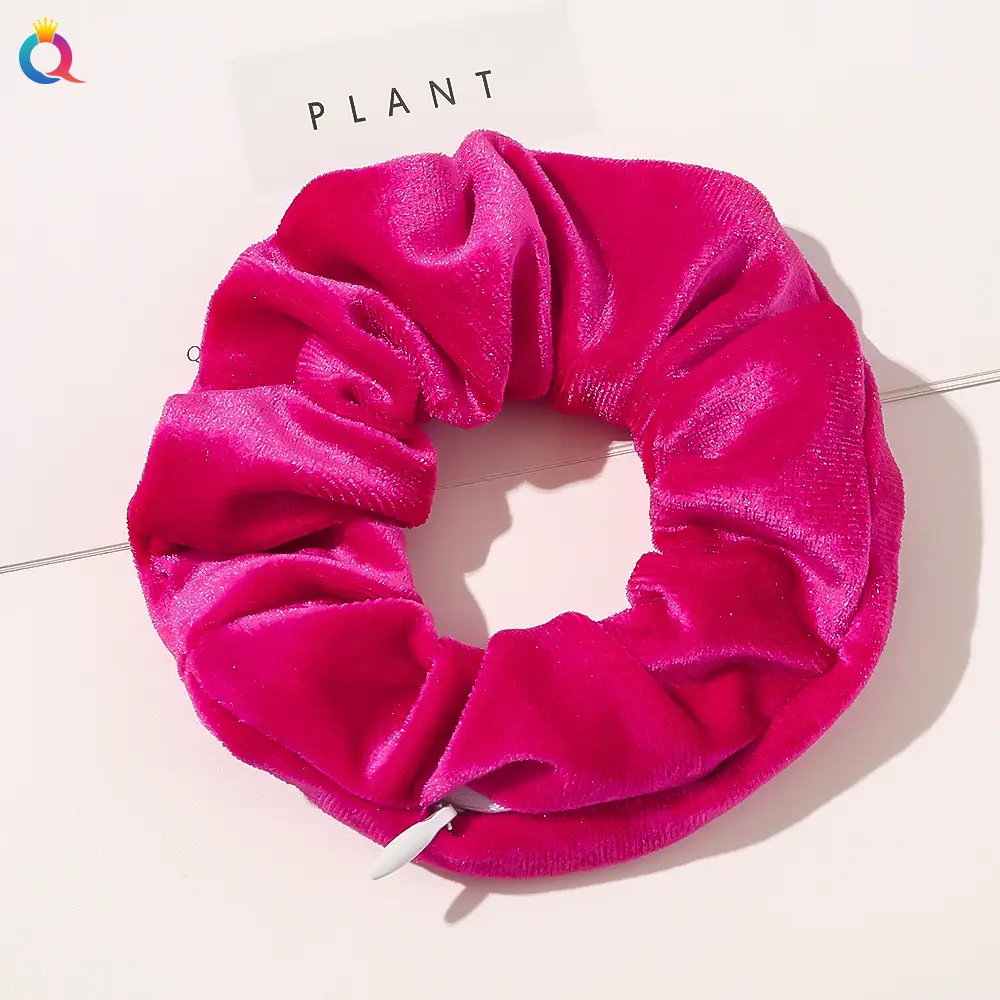 Velvet Hair Ring Green Zipper Large Wholesale