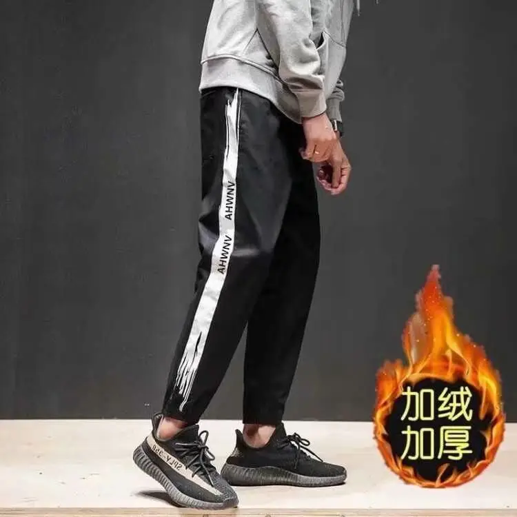 Harlan Men's Velvet Padded Casual Pants Black Winter - Image 5
