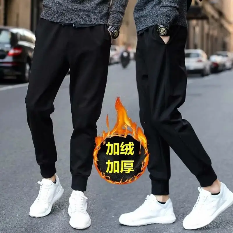 Harlan Men's Velvet Padded Casual Pants Black Winter - Image 9