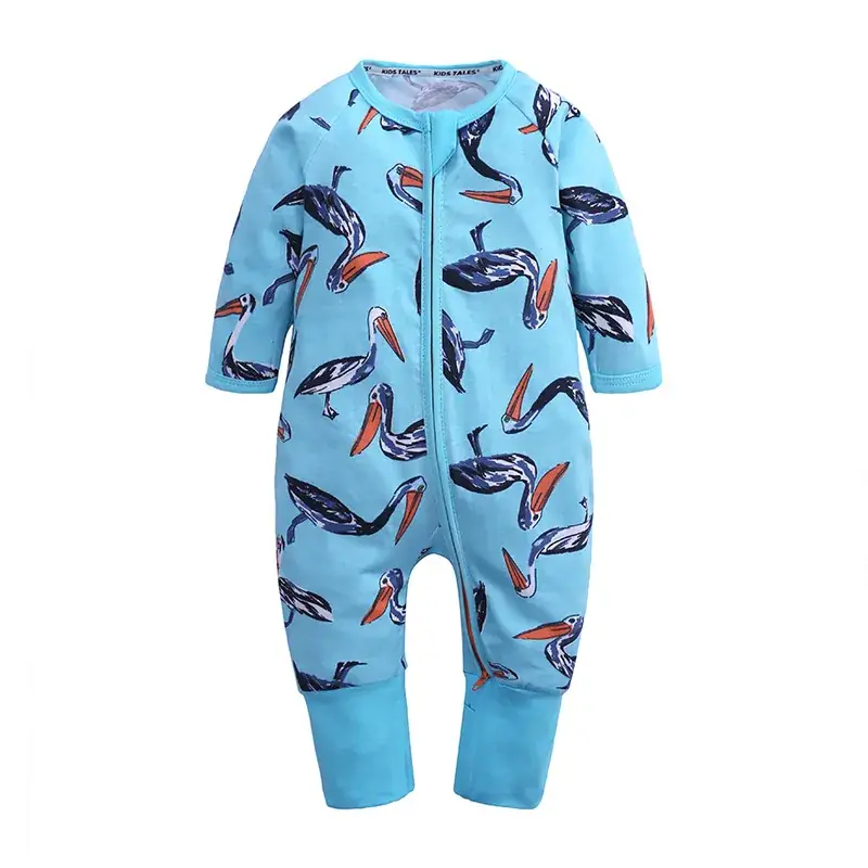 Baby Fleece Pajamas Blue Dolphin Print One-Piece - Image 8