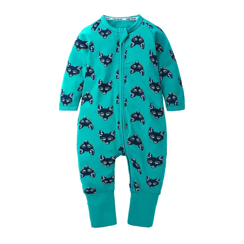 Baby Fleece Pajamas Blue Dolphin Print One-Piece - Image 22