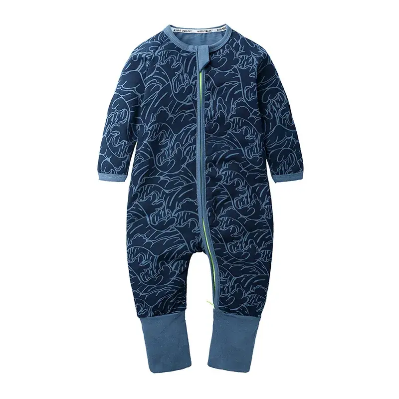Baby Fleece Pajamas Blue Dolphin Print One-Piece - Image 23