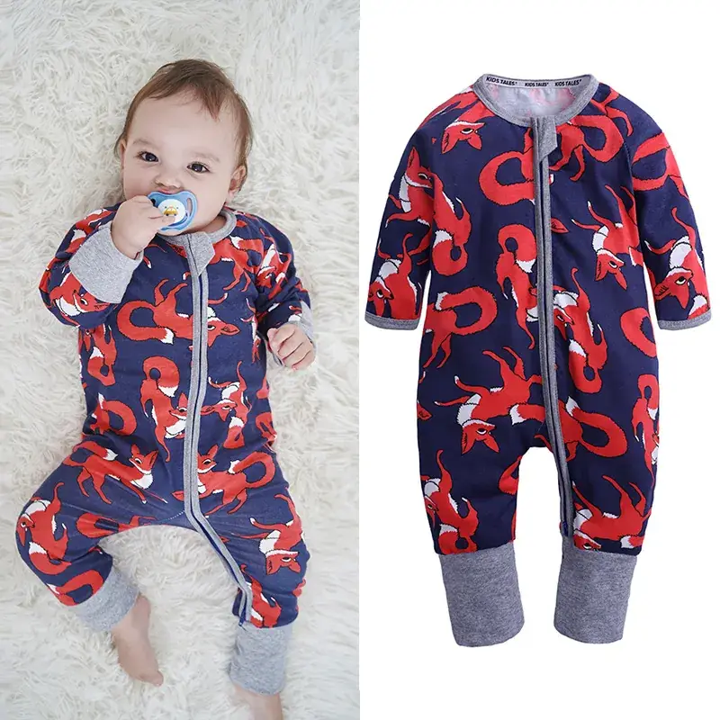 Baby Fleece Pajamas Blue Dolphin Print One-Piece - Image 2
