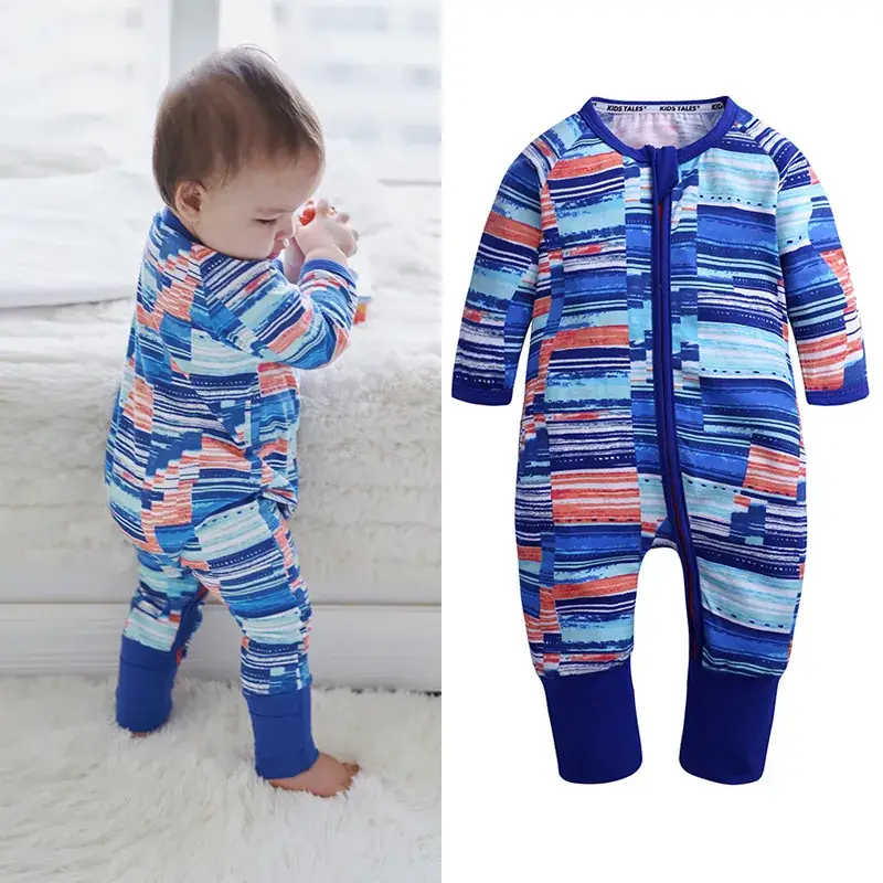 Baby Fleece Pajamas Blue Dolphin Print One-Piece - Image 3