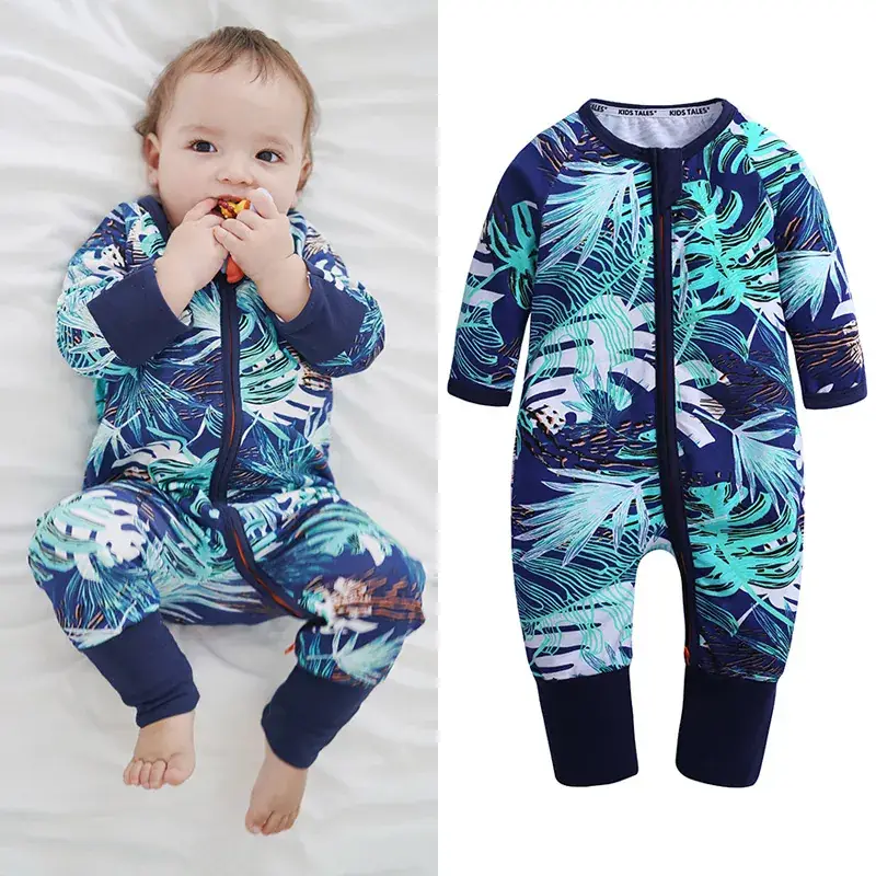 Baby Fleece Pajamas Blue Dolphin Print One-Piece - Image 4
