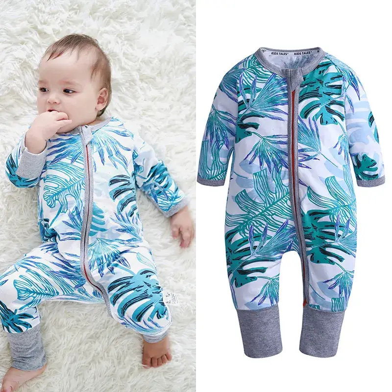Baby Fleece Pajamas Blue Dolphin Print One-Piece - Image 5